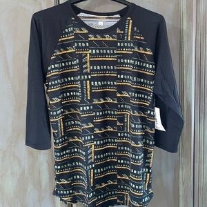 LULAROE black print Randy NWT 3/4 sleeve tee